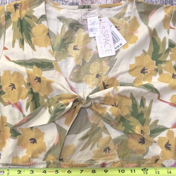 L SPACE Floral Tie front cut out Dress-Sz M (NWT) - Picture 2 of 10
